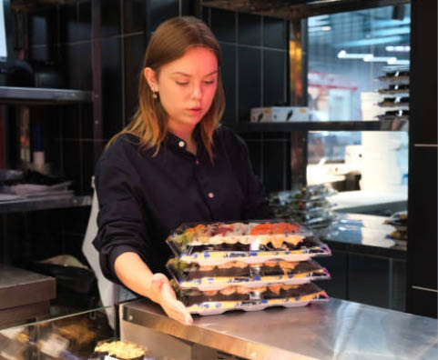 lady serving food